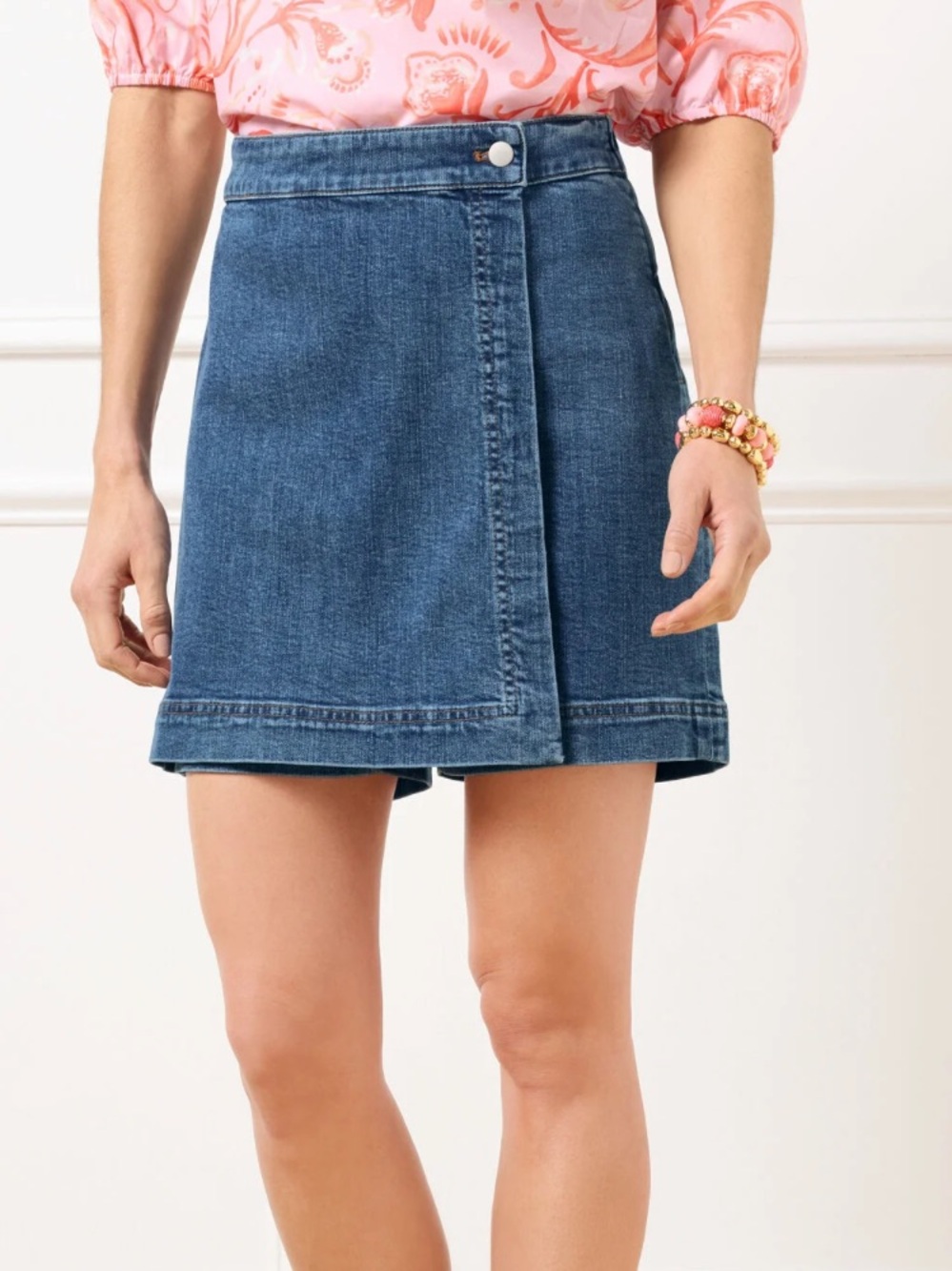 NWT Talbots Dark Blue Denim Wrap Mini Skort